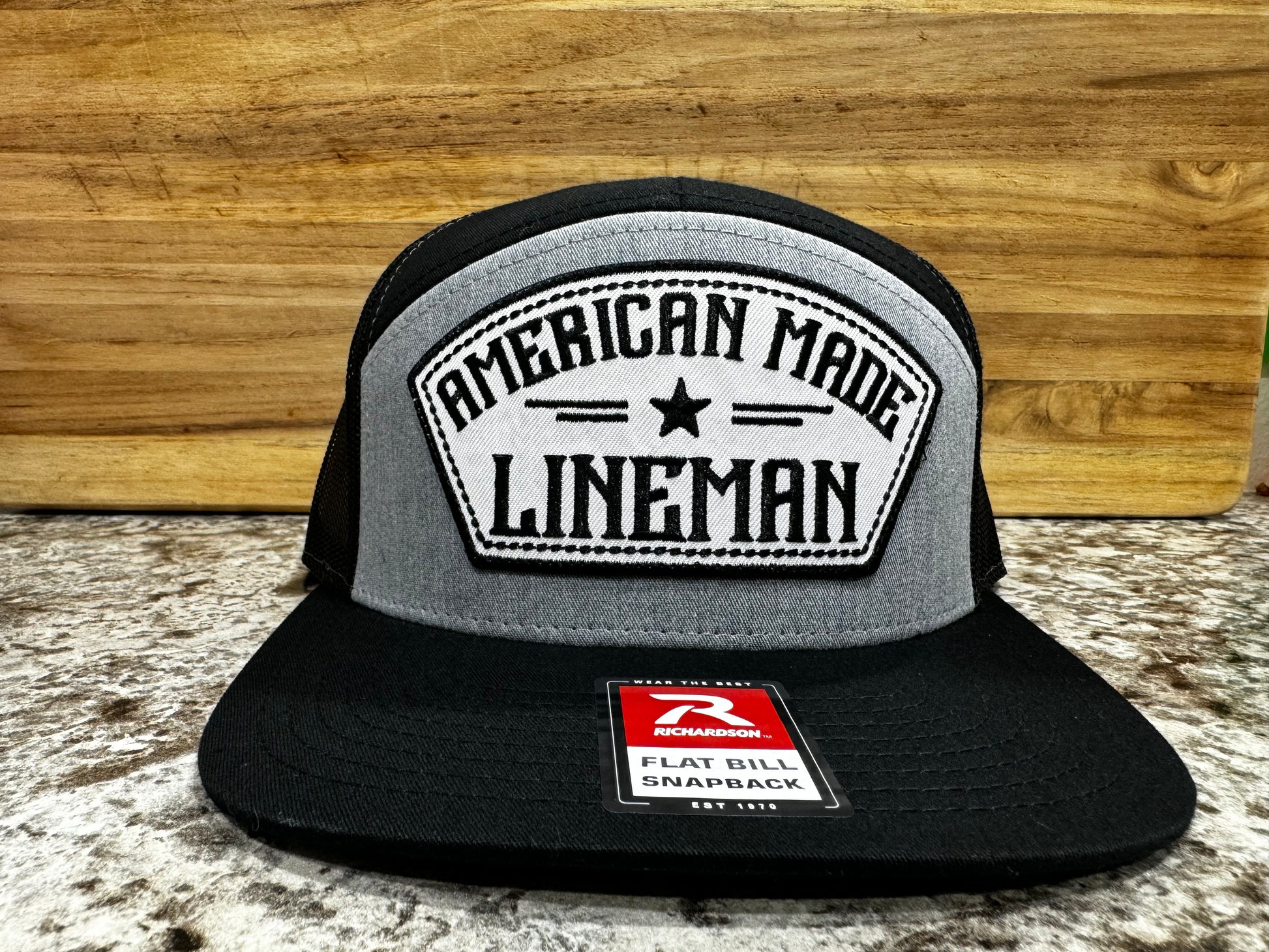Heather Grey Black American Made Snapback